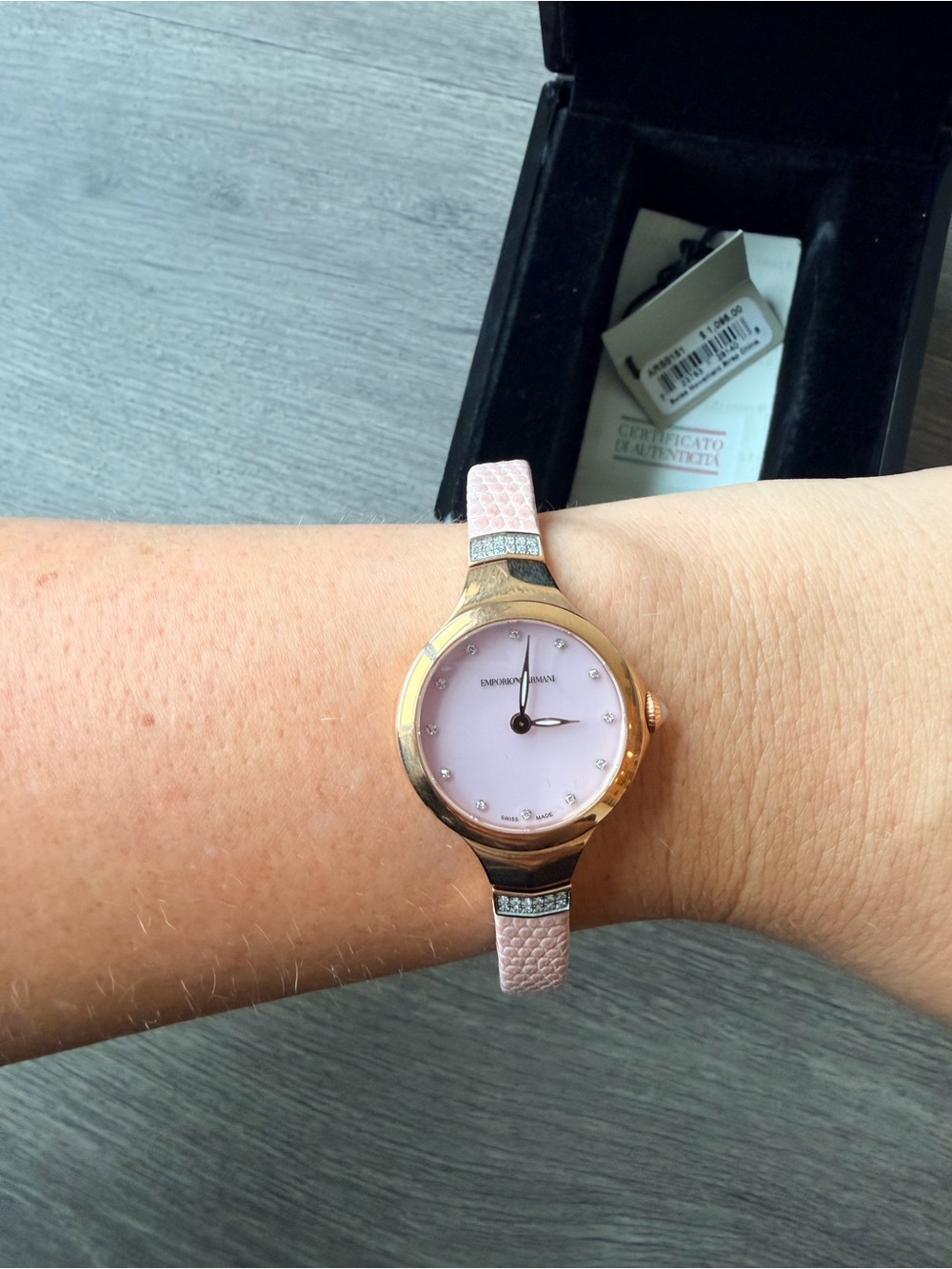 Emporio Armani Rose Gold Case Pink Dial Women's Watch with Crystal Accents - Picture 2 of 3